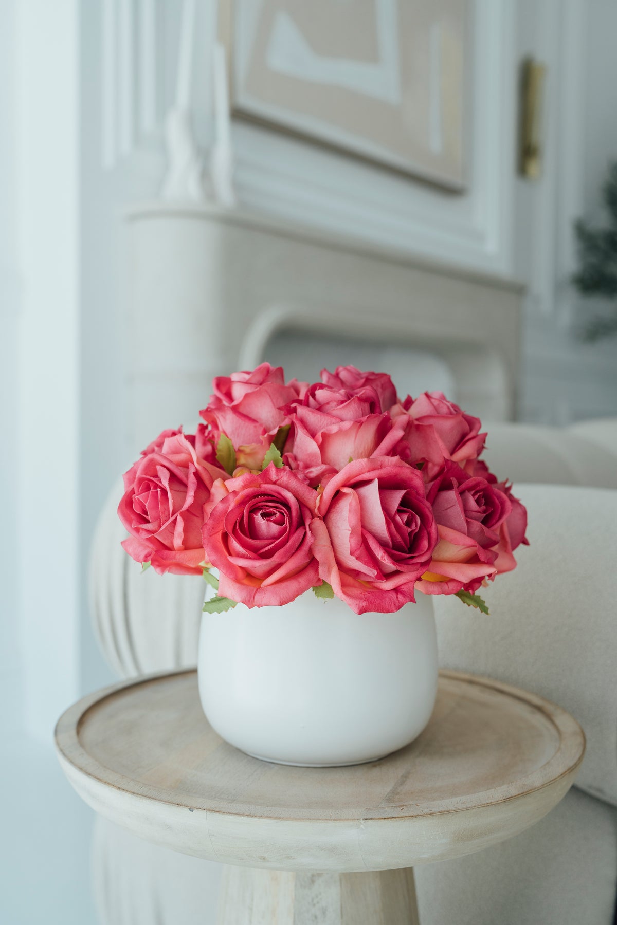 Soie Amour artificial flower Pink Rose Bouquet arrangement