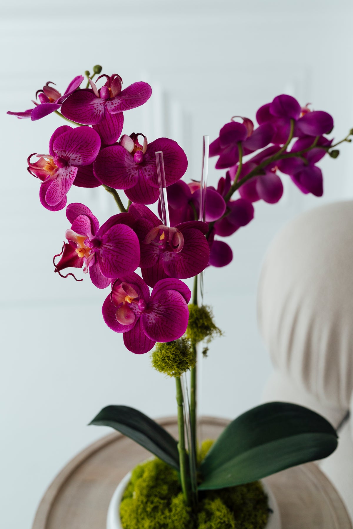 Soie Amour fake flower Mini Size Fuschia Orchids decorative arrangement
