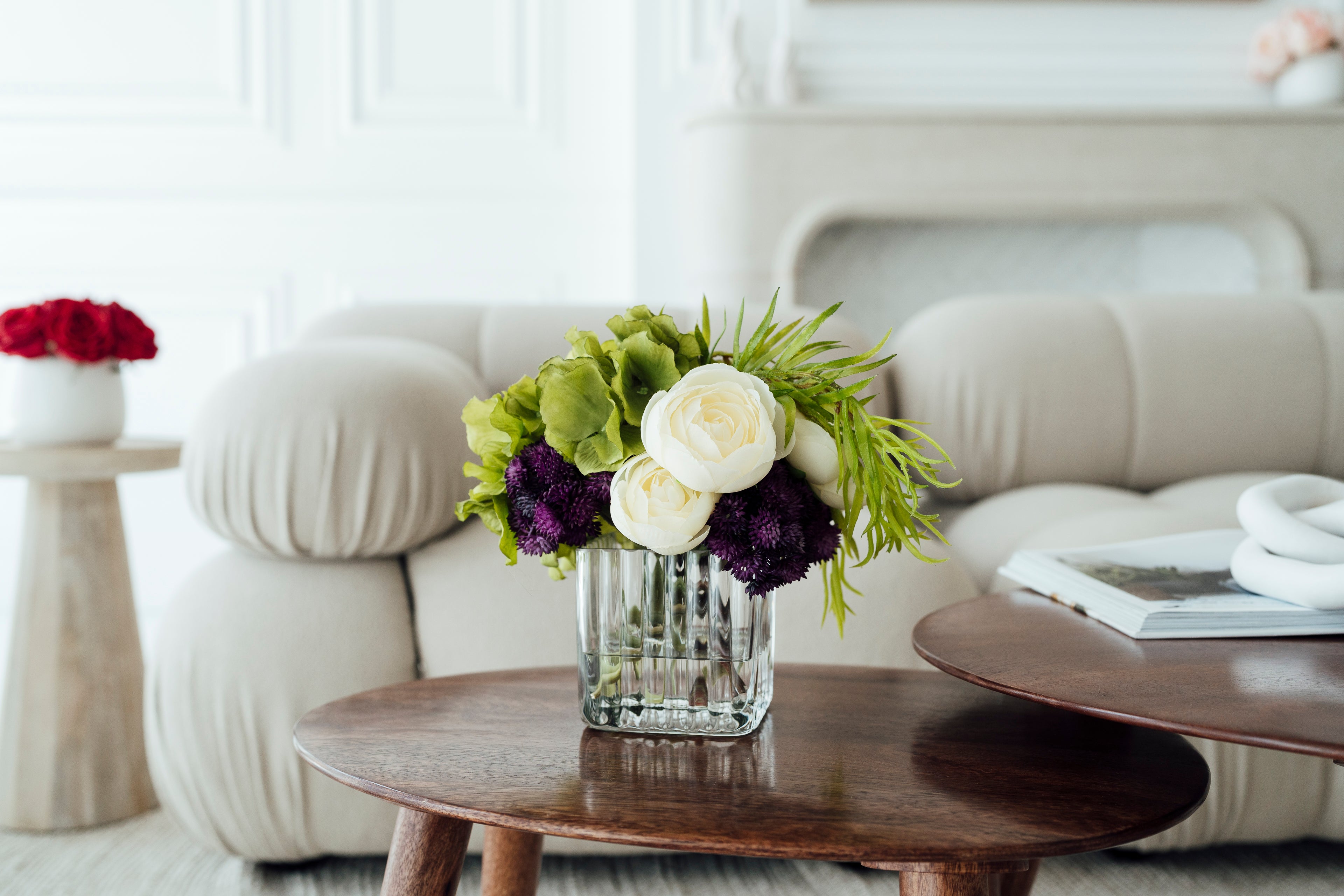 Soie Amour fake flowers Sedum Mixed of Ranunculus and Hydrangea for home décor